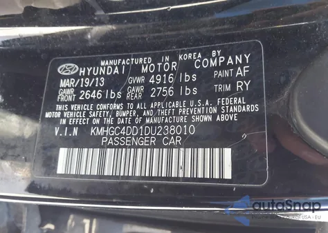 2013 Hyundai Genesis 3.8 from USA, damaged, VIN KMHGC4DD1DU238010